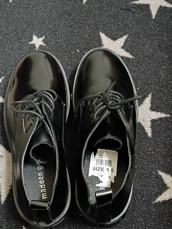 Madden Girl Shoes - Madden Girl Black Patent Lace-Up Wedge Oxfords